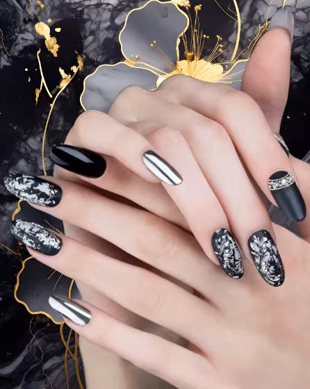 elegantly designed, artistic nails